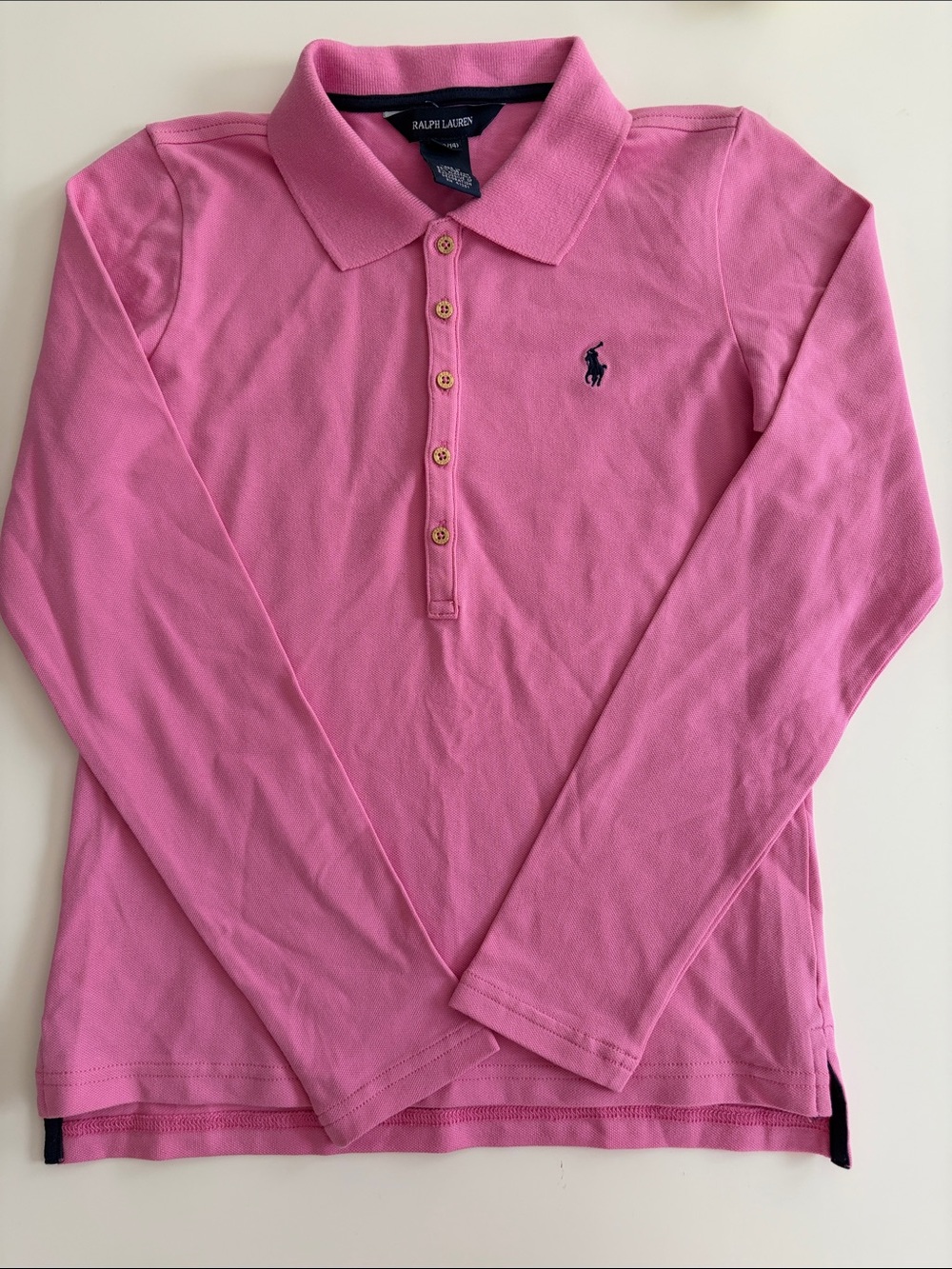 Vintage Ralph Lauren Girls' Pink Long Sleeve Polo Top